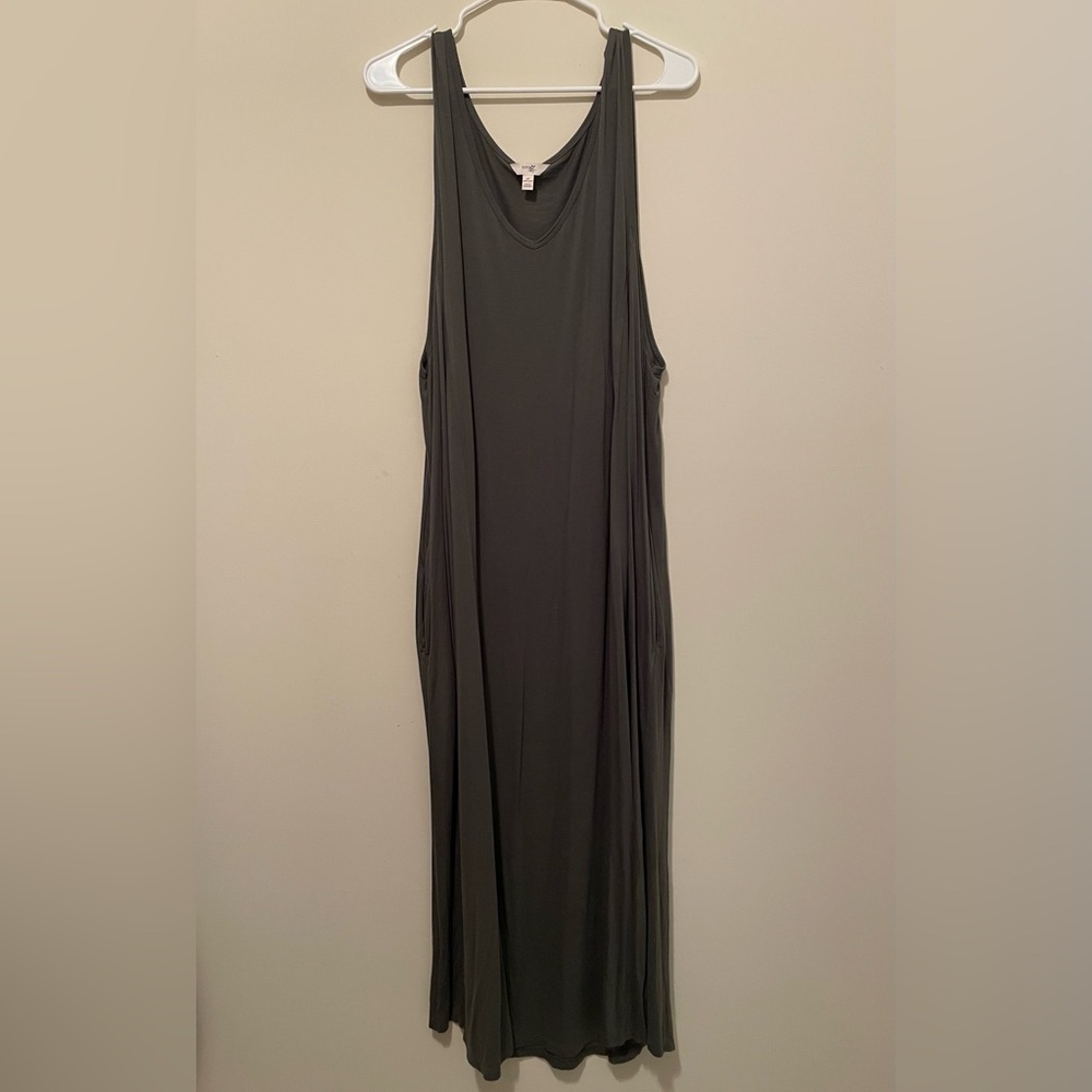Sleeveless Olive Green Maxi Dress